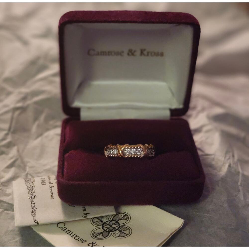 Camrose & Kross JBK Jackie Kennedy  Unity Ring Gold Plated Size 8 Box & COA